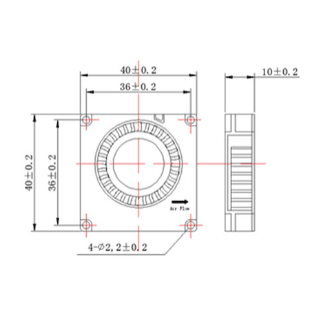 Вентилятор радиальный 40х40х10мм DC24V