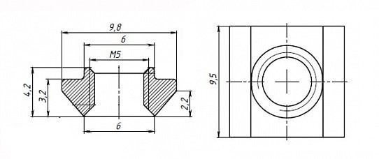 Сухарь пазовый М3 паз 6 профиль 2020 50шт